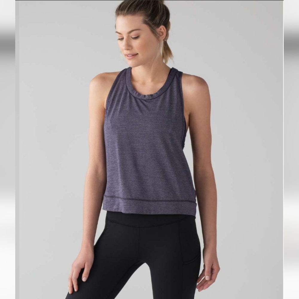 Lululemon Pace Perfect Tank Top Heathered Midnight Navy Size S